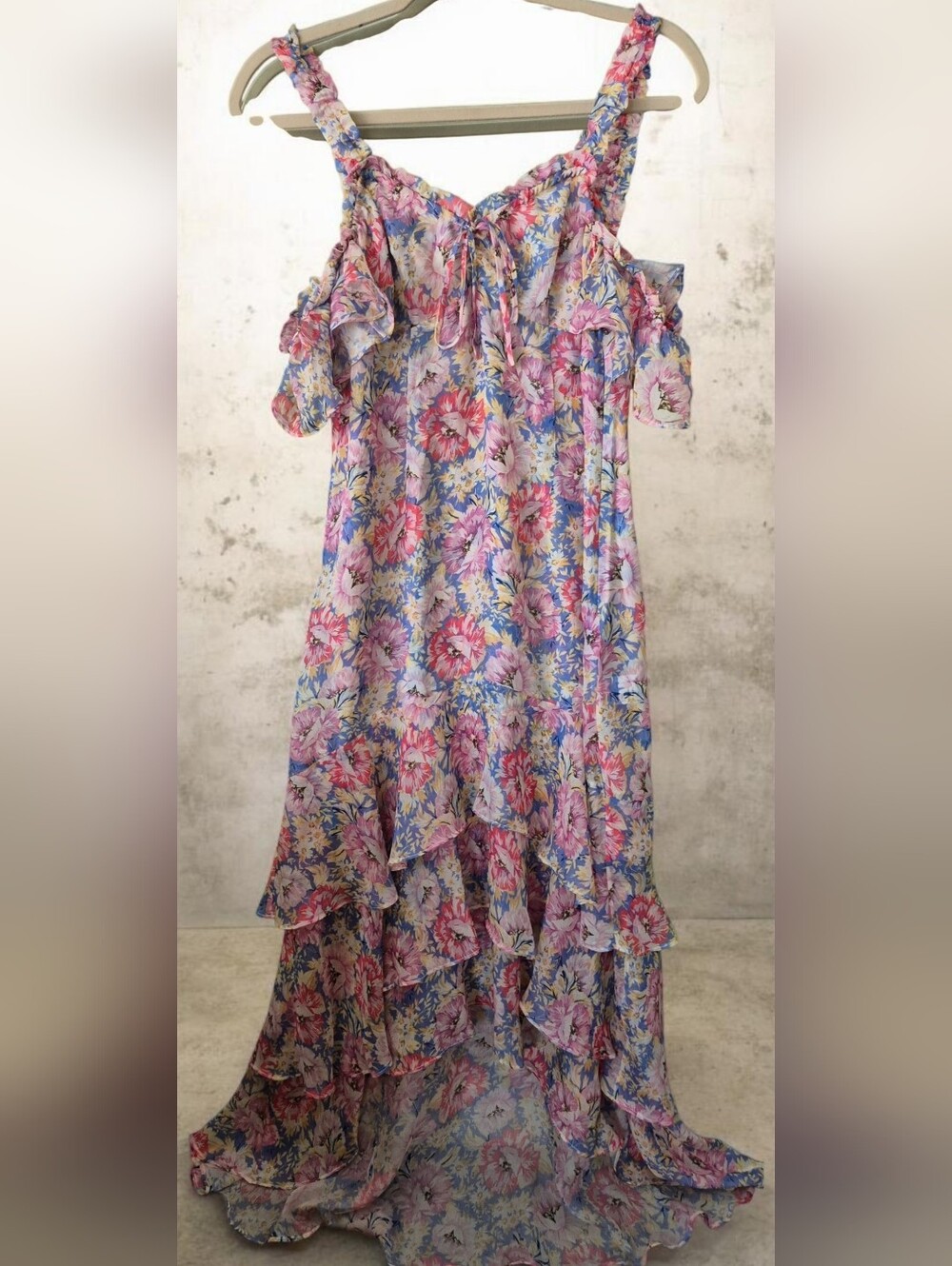 💕INTERMIX Floral Print Dress in Pink, Blue, Yellow 100% Silk💕